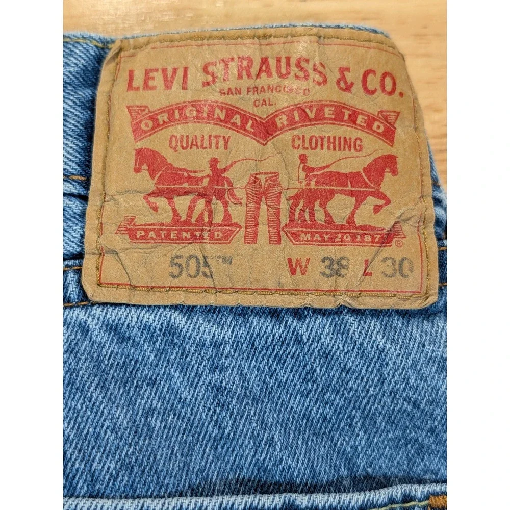 Levis 505 Regular Fit Mens Blue Medium Wash Straight Leg Denim Jeans 34x28